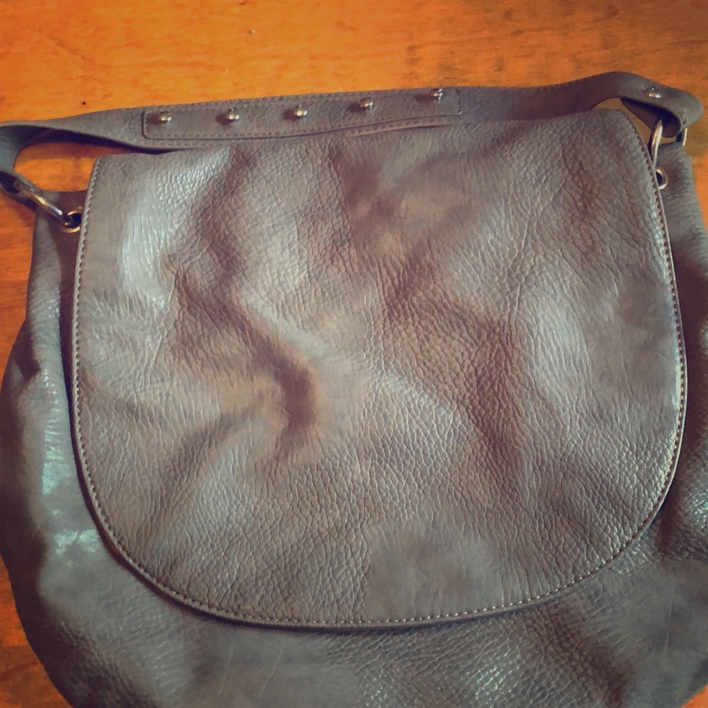BCBG Grey Leather Shoulder Bag